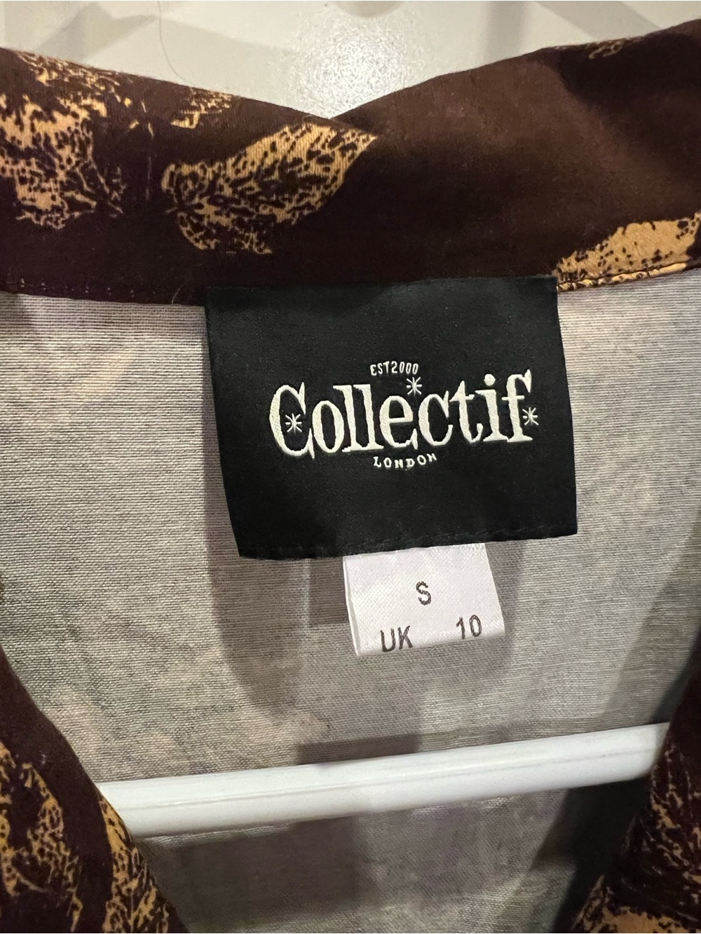 Collectif Brown and Tan Printed Button-Down dress